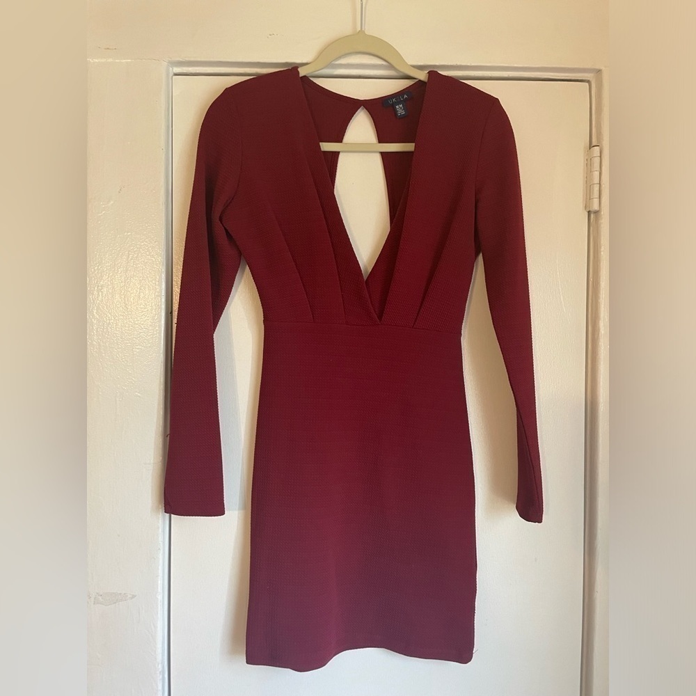 UK2LA Dark Red long‎ sleeve mini dress size Medium